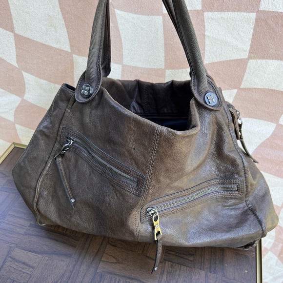 bcbg Maxazria Large Leather Brown Tote Bag - Picture 10 of 10